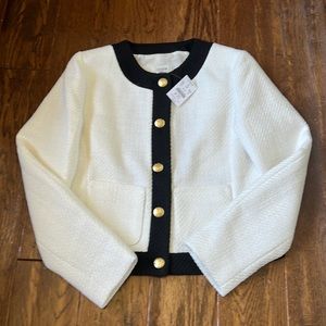 J. Crew Factory Lady Jacket Blazer Tweed Ivory Black Size 2 NWT